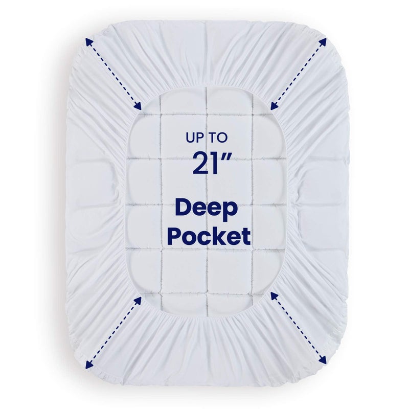 SLEEP ZONE Twin XL Cotton Mattress Topper, Ultra Fluffy Soft Mattress Pad Pillowtop Cooling Mattress Cover Fits 8-21 inch Deep Pocket, White - Image 3